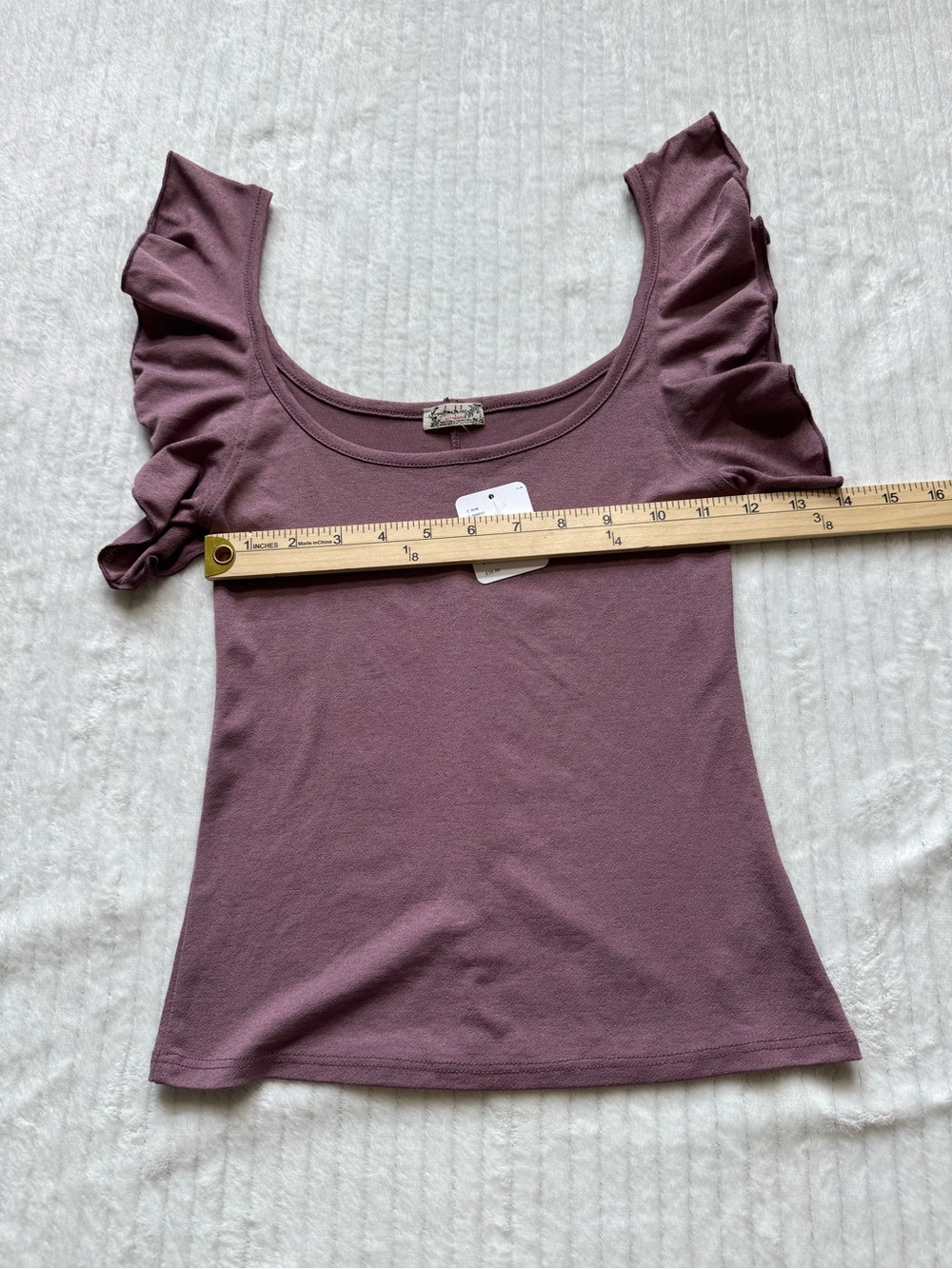 Free People Dusty Mauve Scoop Neck Ruffle Sleeve Top - Picture 5 of 7